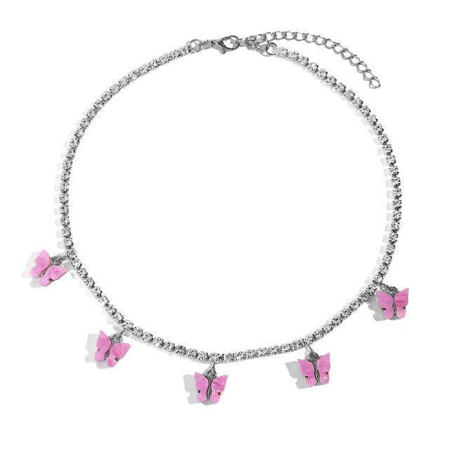 Butterfly Pendants Rhinestone Women Necklaces