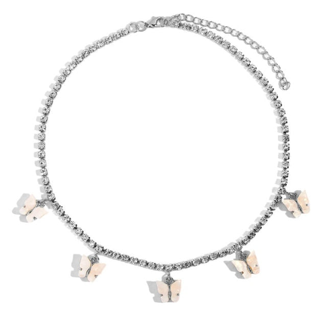 Butterfly Pendants Rhinestone Women Necklaces