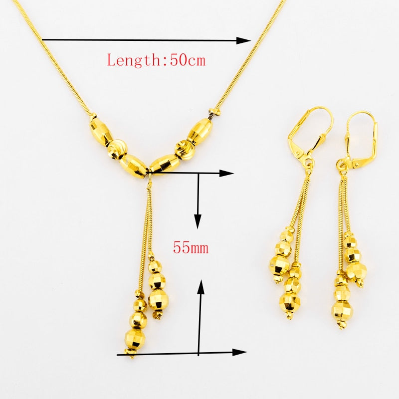 Small Beads Necklace Earrings Fashion Charms Ball Sets