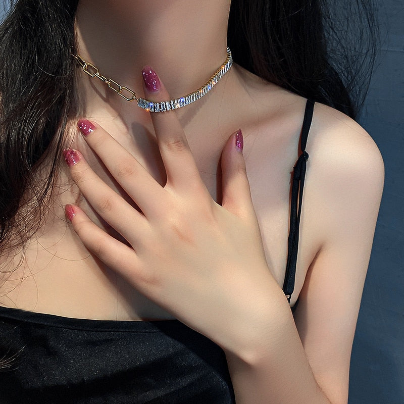 Zircon Crystal Choker Necklaces