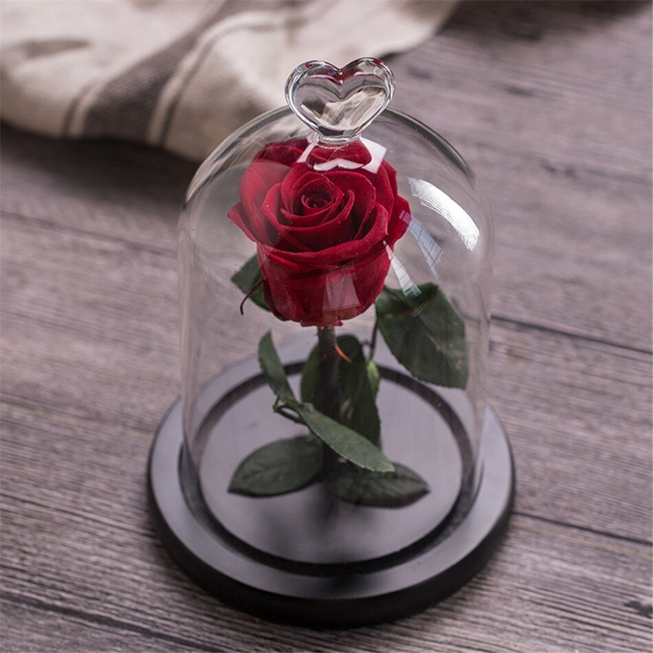 Eternal Rose Flower With Love  Glass Black Case Artificial Flower Gift