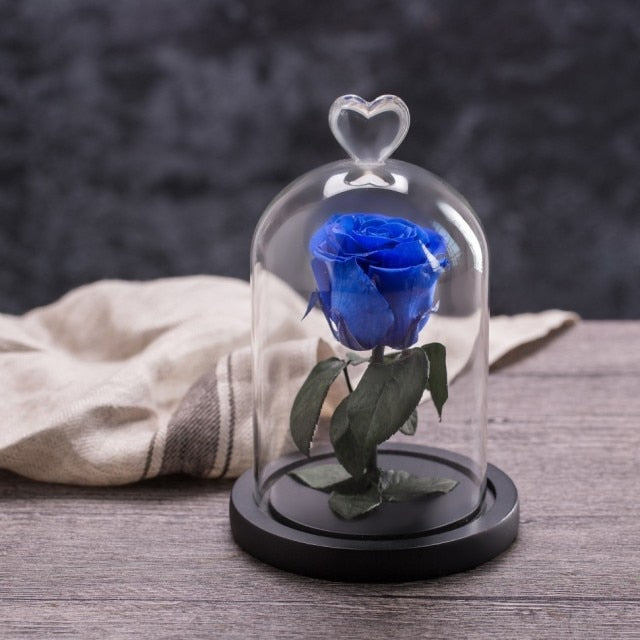 Eternal Rose Flower With Love  Glass Black Case Artificial Flower Gift