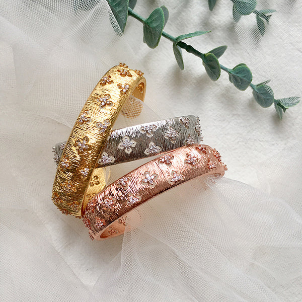 Luxury 2PCS Dubai Flower Bangle Ring Set