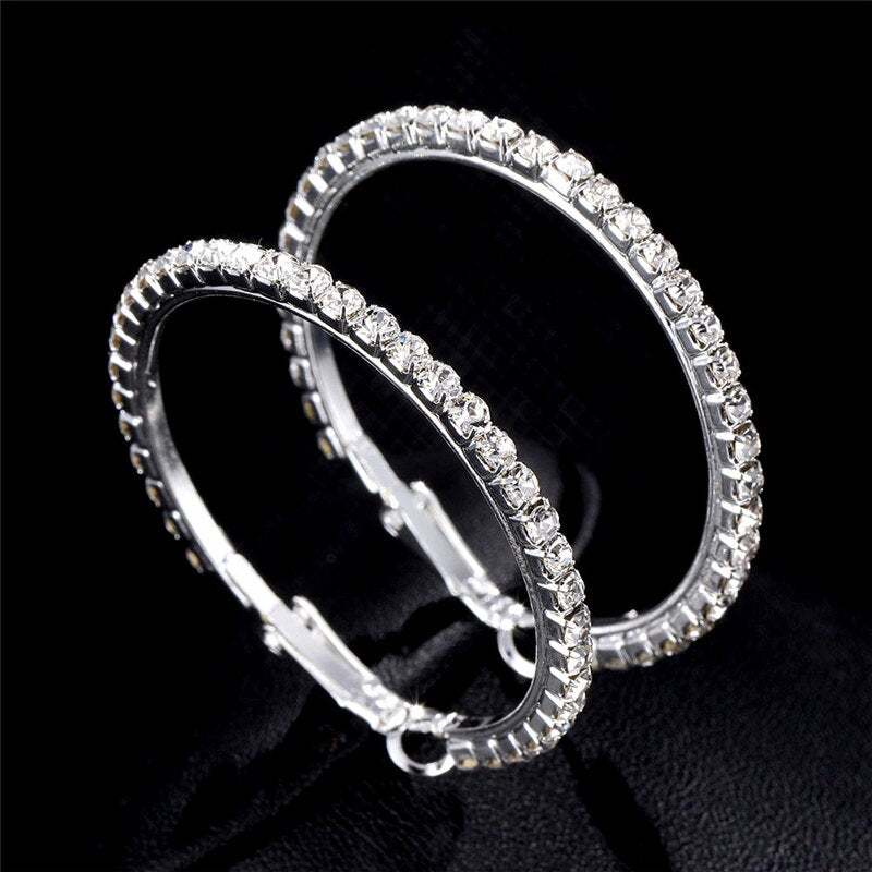 20-60mm Large Circle Crystal Hoop Earrings