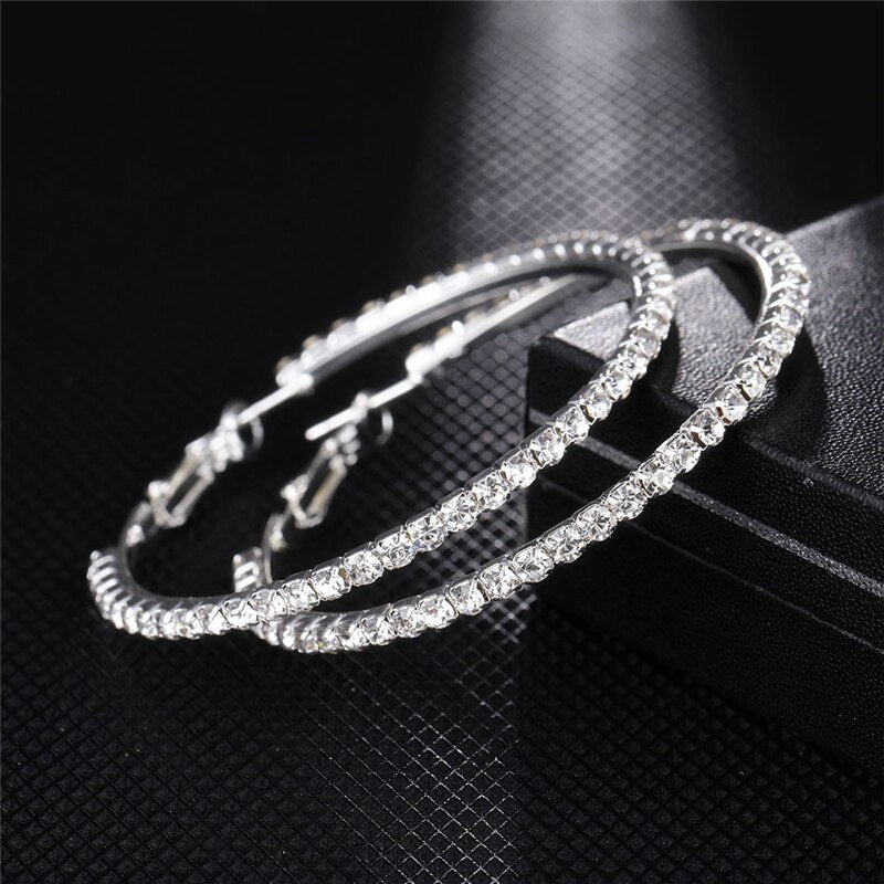 20-60mm Large Circle Crystal Hoop Earrings