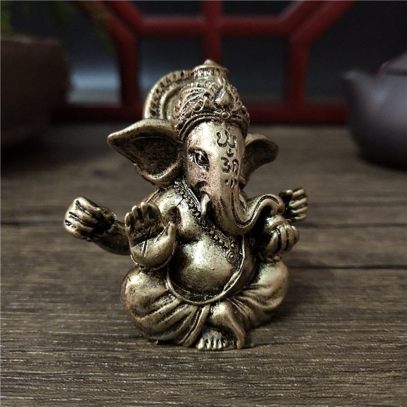 Bronze Color Lord Ganesha Statue Buddha