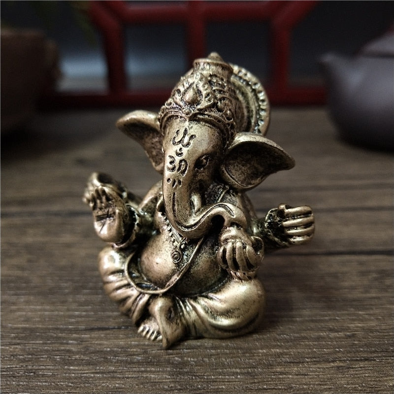 Bronze Color Lord Ganesha Statue Buddha