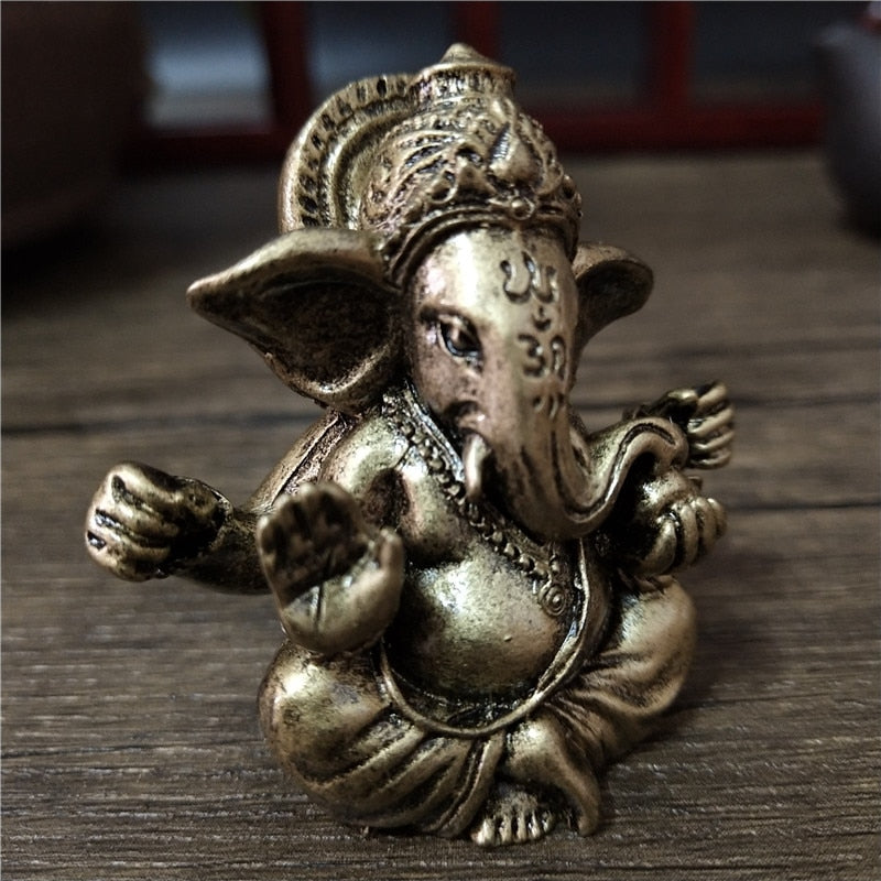 Bronze Color Lord Ganesha Statue Buddha