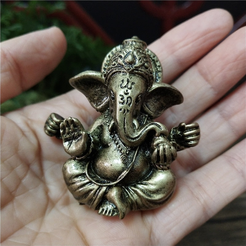 Bronze Color Lord Ganesha Statue Buddha
