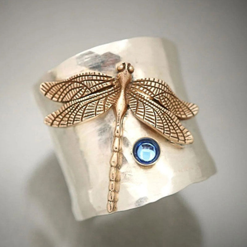 Vintage Dragonfly  Women Large Aesthetic Wedding Rings