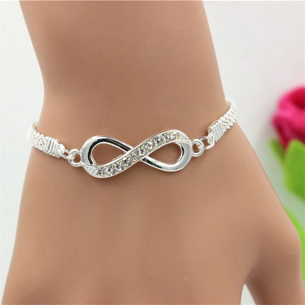 Pulsera de infinito con diamantes de imitación para hombre y mujer