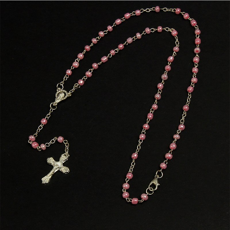Small 4mm Glass Rosary Necklace