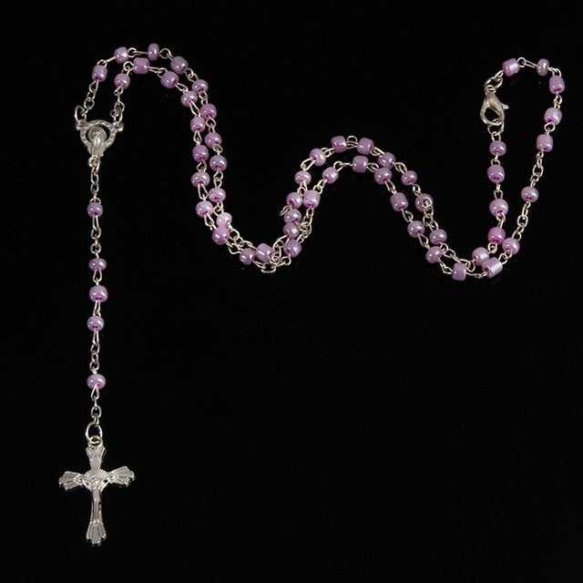 Small 4mm Glass Rosary Necklace