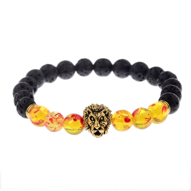 Men Fashion Tiger Eye Onyx Stone  Charm Bracelet