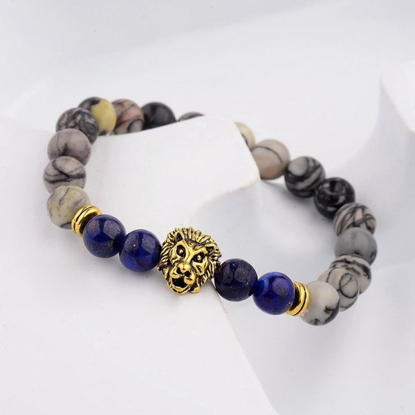 Men Fashion Tiger Eye Onyx Stone  Charm Bracelet