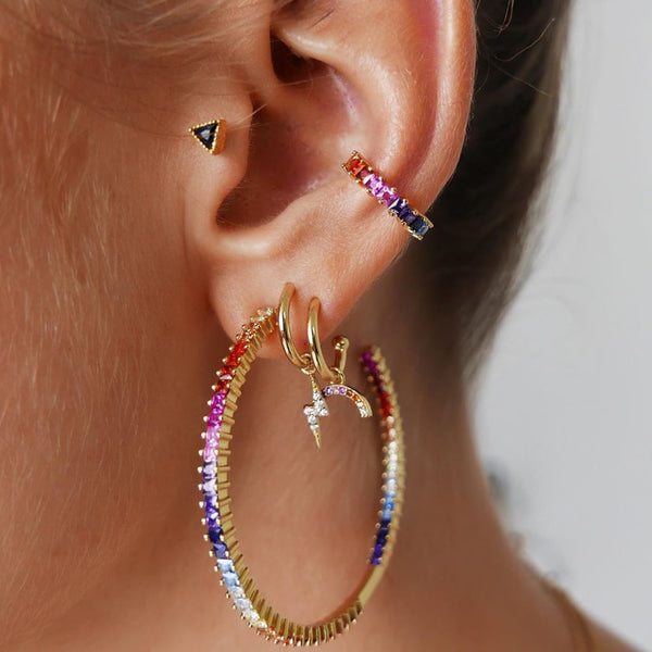 Juego de aretes de metal y cristal de moda para mujer