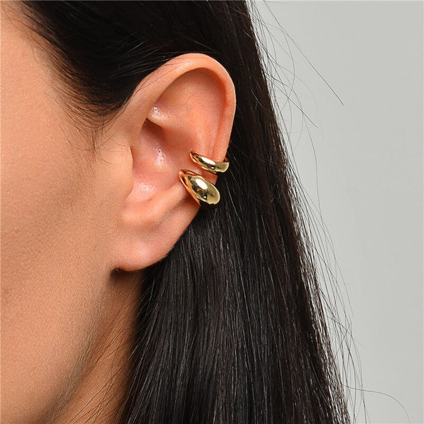 Pendientes de clip con forma de C en dorado para mujer