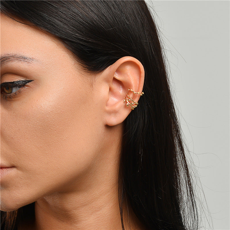 Trendy Gold C-shape Ear Cuff Clip on Earrings for Women