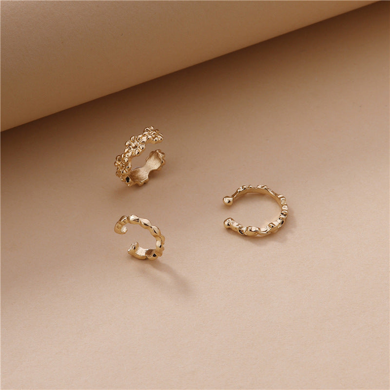 Trendy Gold C-shape Ear Cuff Clip on Earrings for Women