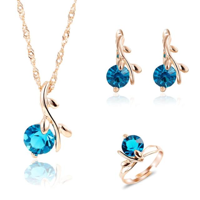 Drop Pendant Necklace Earring Ring For Women Wedding Jewelry Set