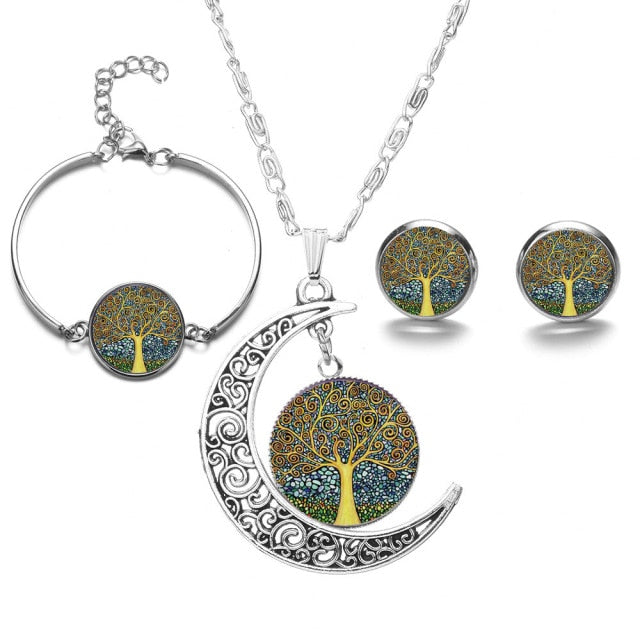 Tree Of Life Stones Crystal Jewelry Sets