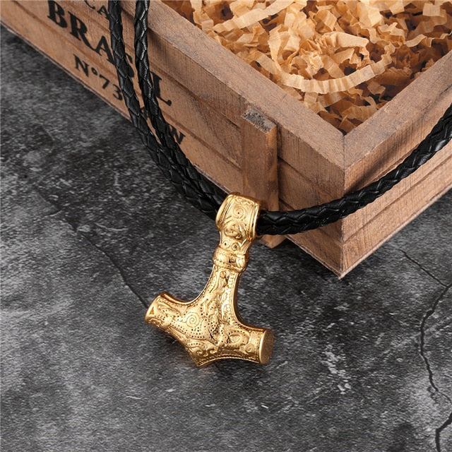 Gold Thor's Hammer Chain Necklaces