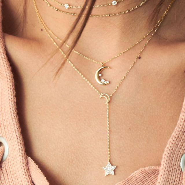 Bohemian Gold Moon Choker Necklace