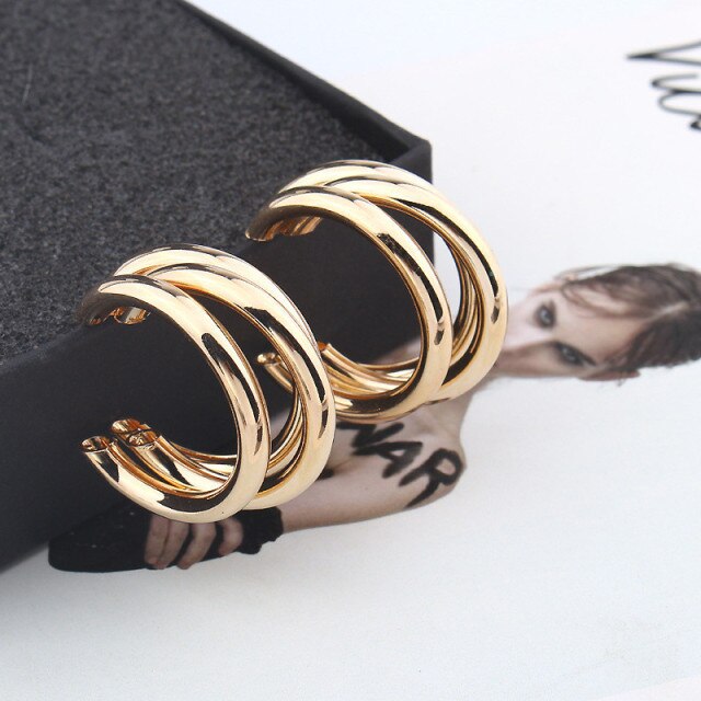 Minimalist Large Circle Geometric Round Big Hoop Earrings for Women