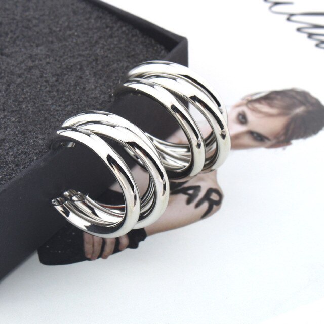 Minimalist Large Circle Geometric Round Big Hoop Earrings for Women