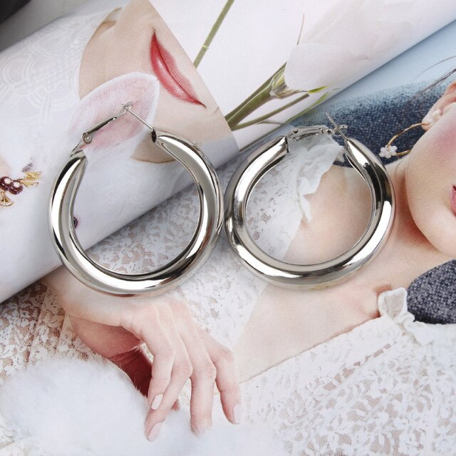 Minimalist Large Circle Geometric Round Big Hoop Earrings for Women