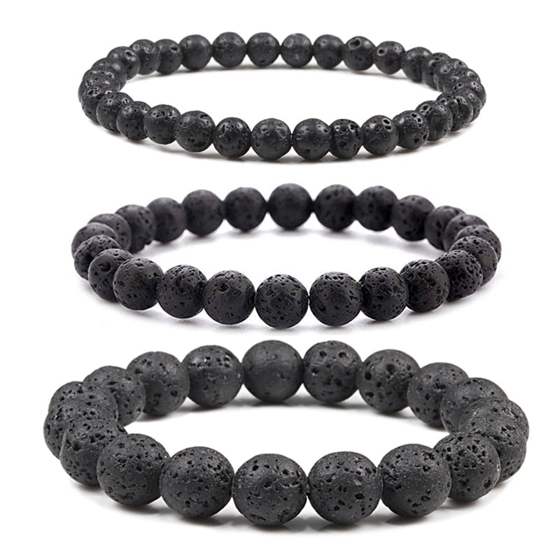 Natural Stone  Volcanic Lava Tiger Eye Beads Elastic Bracelets