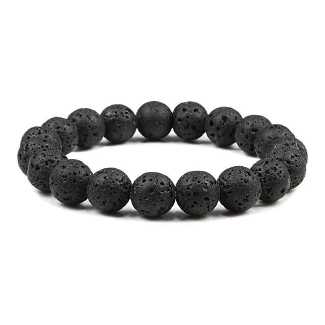 Natural Stone  Volcanic Lava Tiger Eye Beads Elastic Bracelets