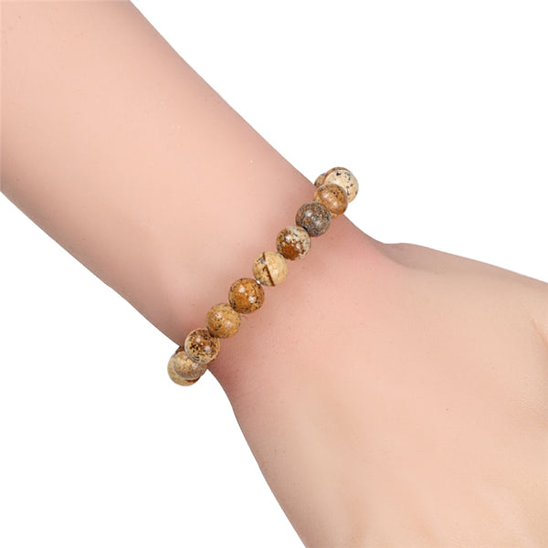 Natural Stone  Volcanic Lava Tiger Eye Beads Elastic Bracelets