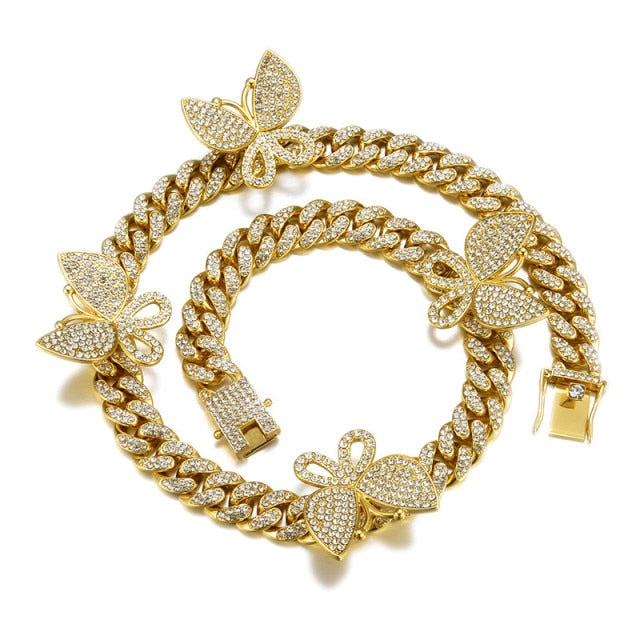 Gold Necklace +Watch+Bracelet Hip Hop Miami