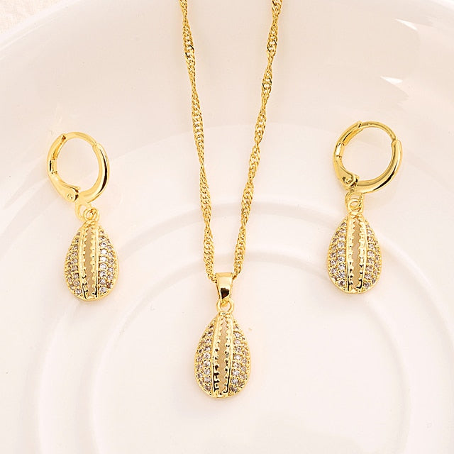Heart White Blue Green Cubic Zircon Earring Necklace chain Jewelry Sets
