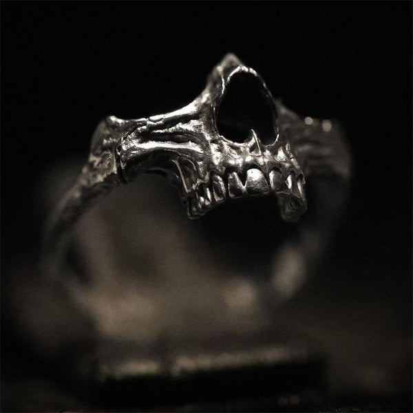 Simple Mens Black Skull Ring 316L Stainless Steel Ring Skeleton Rings for Men