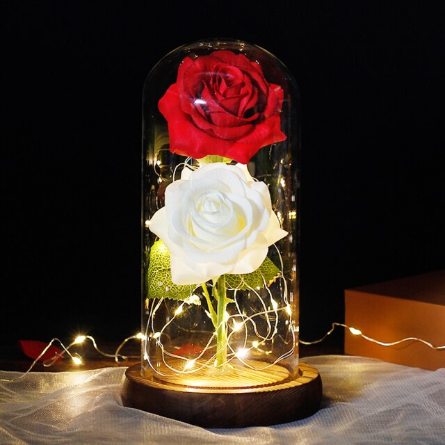 Beauty And The Beast Two Rose, Rose In Glass Romantic Gift