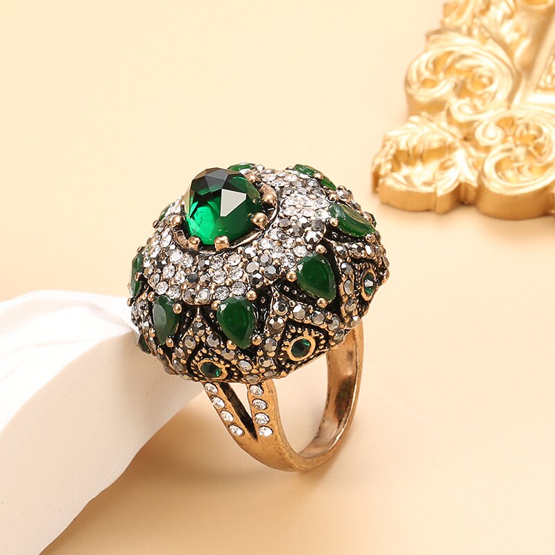 Palace Elegant Flower Vintage Crystal Rings  Jewelry Sets