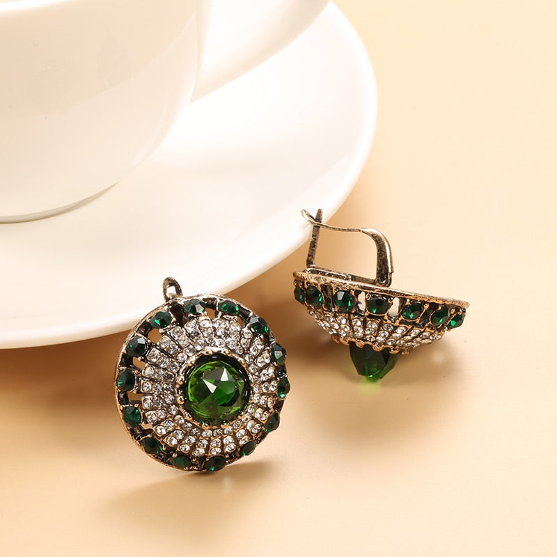 Palace Elegant Flower Vintage Crystal Rings  Jewelry Sets