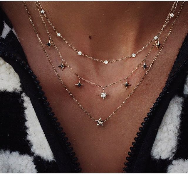 New Fashion Gold Crystal Stars Pendant Necklaces