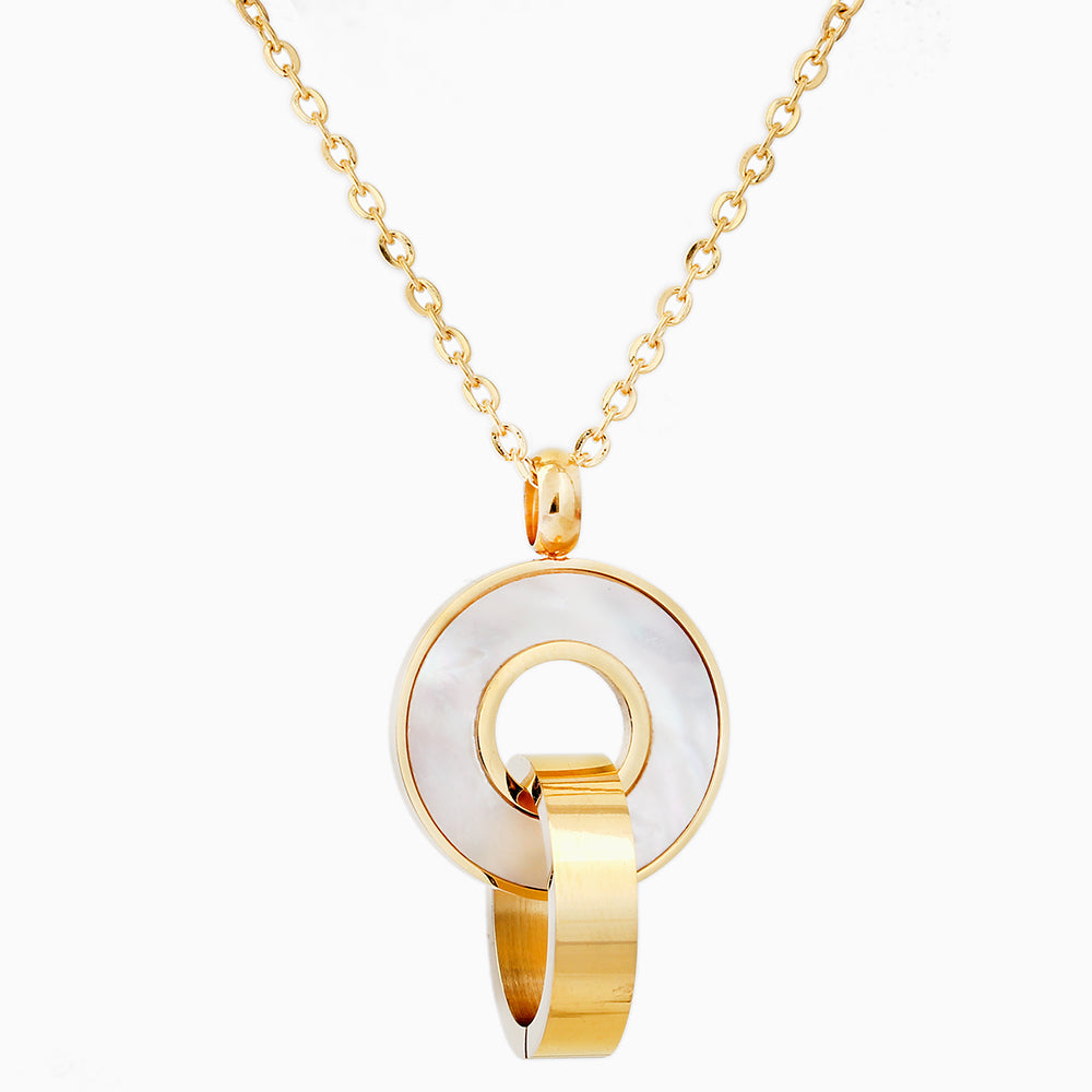 Gold Color Stainless Steel Shell Pendant Necklace Jewelry Sets