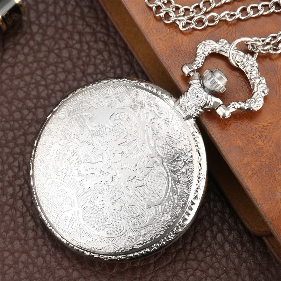 Vintage Retro Bronze Hollow Train Locomotive Steampunk Quartz Pocket Watch