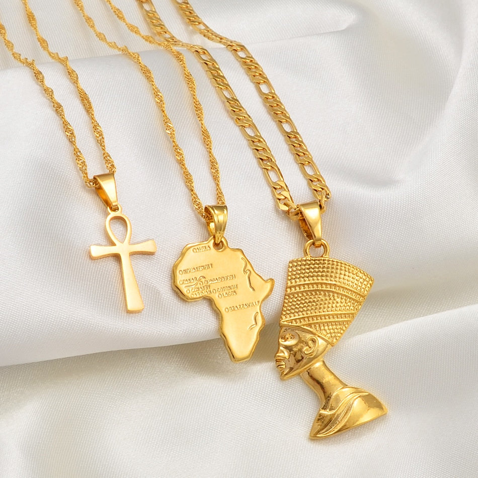 3pcs Necklaces Together  Africa Map Pendant