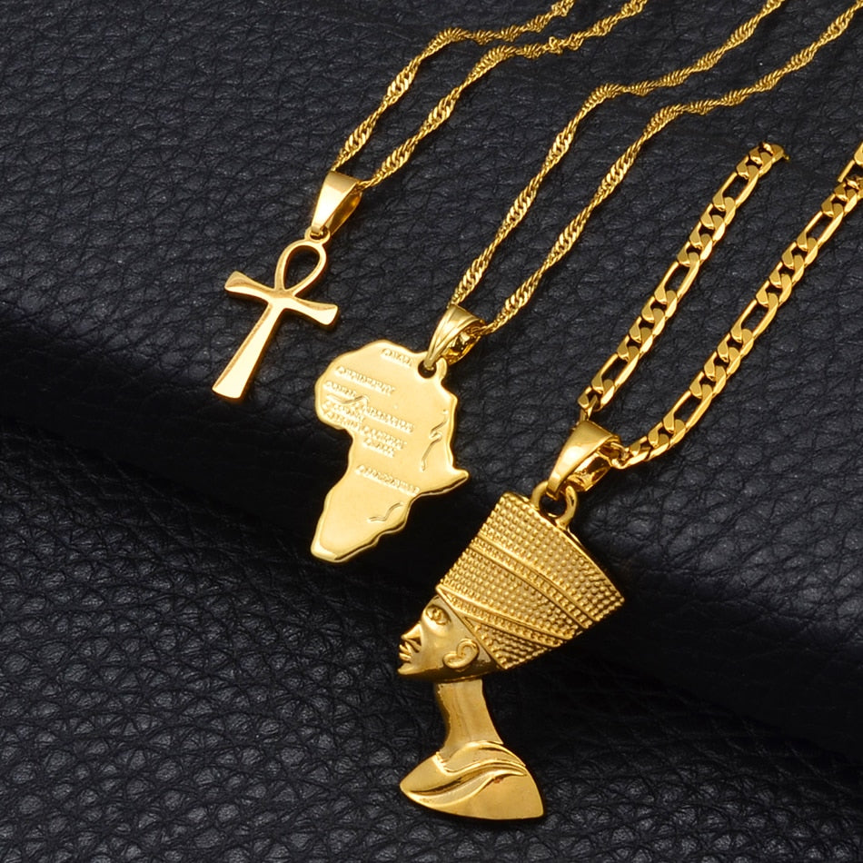 3pcs Necklaces Together  Africa Map Pendant