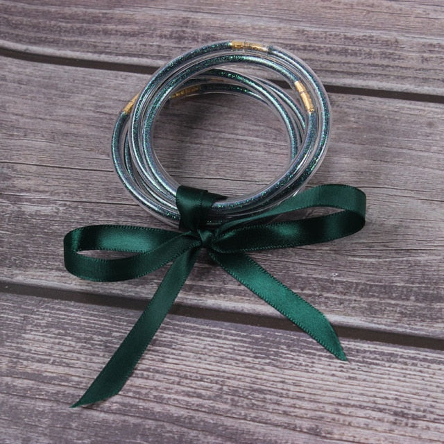 gold glitter jelly bangle  christmas bracelet
