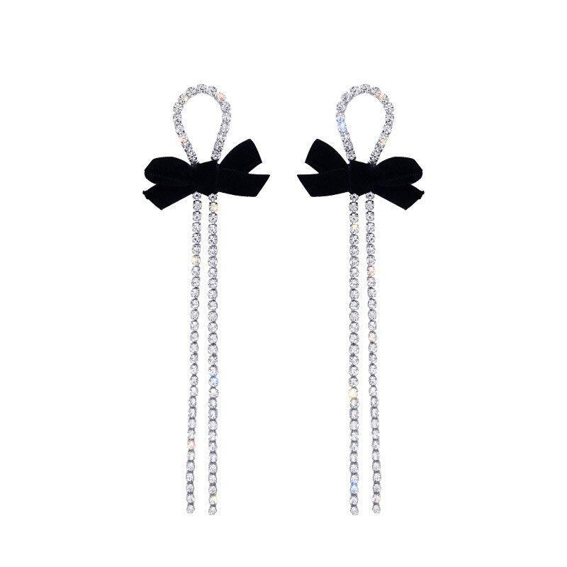 New Contracted Metal Black Bowknot Modelling Drop Earrings