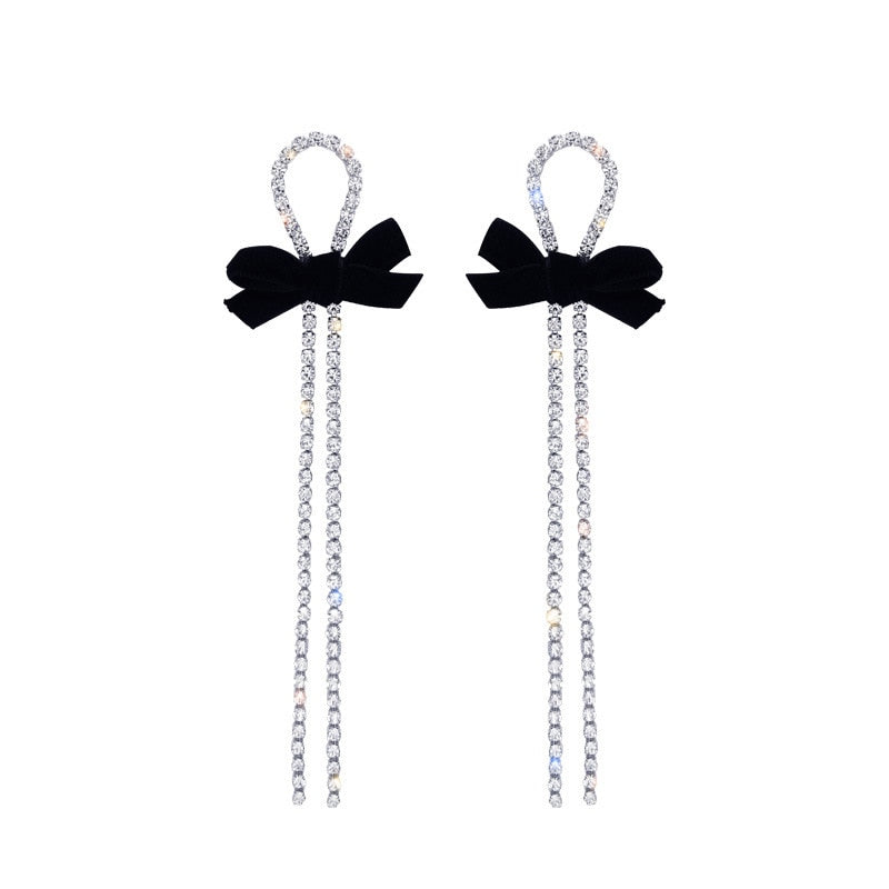 New Contracted Metal Black Bowknot Modelling Drop Earrings