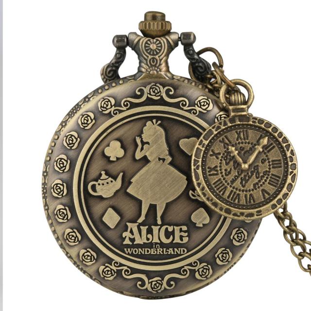 Vintage Antique Copper Steampunk Bronze Hollow Gear Quartz Pocket Watch