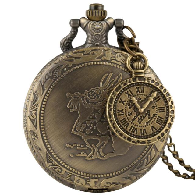 Vintage Antique Copper Steampunk Bronze Hollow Gear Quartz Pocket Watch