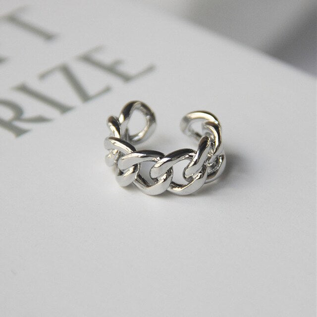 Korean Vintage Metal Silver Color Open Ring